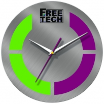 Настенные часы с логотипом компании из металла "Free Tech"