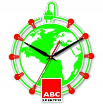Настенные часы с логотипом компании из металла "АБС Электро"