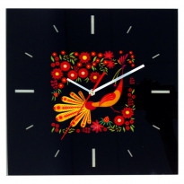Настенные часы c логотипом компании из стекла"Райская птичка"