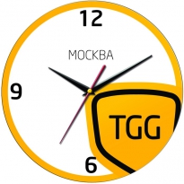Настенные часы c логотипом компании из стекла"TGG"