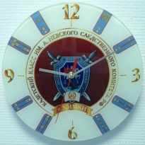 Настенные часы c логотипом компании из стекла"Кадетский класс"