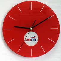 Настенные часы c логотипом компании из стекла"SUNMAR"