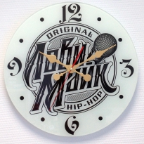 Настенные часы c логотипом компании из стекла"HIP-HOP"