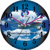 Настенные часы c логотипом компании из стекла"ОАО Авиаприбор-холдинг"