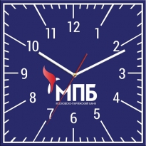 Настенные часы c логотипом компании из стекла"Московско-Парижский Банк"