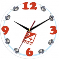 Настенные часы c логотипом компании из стекла"PACK PLUS"
