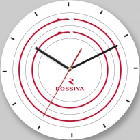 Настенные часы c логотипом компании из стекла"ROSSIYA"