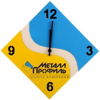 Настенные часы с логотипом компании из металла "Металл Профиль"