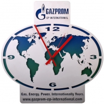 Настенные часы с логотипом компании из металла "Газпром 1""