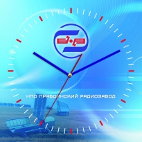 Настенные часы c логотипом компании из стекла"НПО Правдинский Радиозавод"