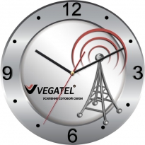 Настенные часы c логотипом компании из стекла"VEGATEL"